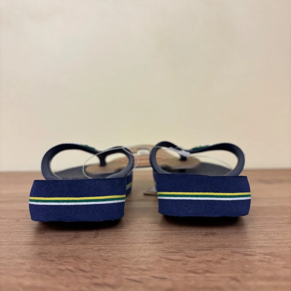 NEW HAVAIANAS Brazil Logo Flip Flops Navy Blue Kids Size 10C Summer Rubber